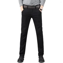 Men's Pants Men Fall Loose Trousers Stylish High Waist Straight Leg With Side Pockets Solid Color Autumn Winter