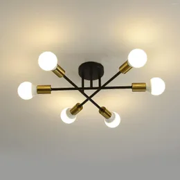 Chandeliers Nordic LED Retro Modern E27 Ceiling Lights Black Gold White Home Living Room Bedroom Decor Lampara Techo Lighting