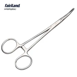 Fairiland 18cm 7 '' Böjd näsfiske pincett alla rostfritt stål hemostatiska pincett fiskessaxtyna krokborttagare F312A