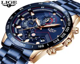 LIGE Fashion Mens Watches with Stainless Steel Top Brand Luxury Sports Chronograph Quartz Watch Men Relogio Masculino 2201255519157