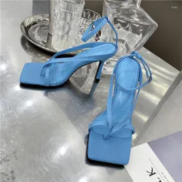 Sandals Designer Classic Gladiator High Heels Women's Fall Street Look Females Square Head Open Toe Clip-On Strappy Shoes