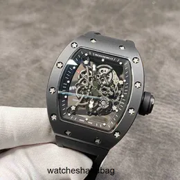 Designer de luxo Ri mlies relógios Mens Mecânica Watch Mill Rm055 com movimento totalmente automático importado pulseira de borracha tamanho 50x43mm