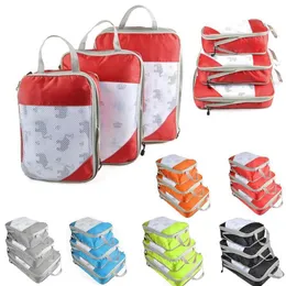 Ensemble de sacs de rangement compressibles, ensemble de trois pièces, Cube d'emballage à Compression, organisateur de bagages de voyage, sac de voyage pliable, organisateur 2727