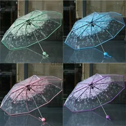Umbrellas Romantic Transparent Clear Flowers Bubble Dome Cute Designer Goth Umbrella for Wind Heavy Rain Women Sun Umbrella YQ231129