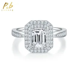 Eheringe PuBang Fine Jewelry Massiver 925er Sterlingsilber-Baguette-57-mm-Diamant-Jubiläumsring für Frauen 231128