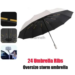 Umbrellas 24 Umbrella Ribs Windproof Strong Automatic UV Parasol Wind Rain Storm Resistance Bumbershoot Men Women Travel Umbrellas YQ231129