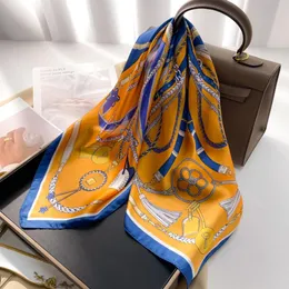 Luxury Designer Letters Print Flower imitate Silk Scarf Headband for Women Fashion Long Handle Bag Scarves Paris Shoulder Tote Luggage Ribbon Head Wrap 70x70CM