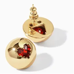 Nuevo diseño de nicho, pendientes de tuerca de amor rojo con estrella de cinco puntas y diamantes, semicírculo S925, aguja de plata, accesorios de regalo salvajes de moda 172m