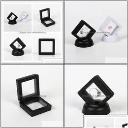 Andra artiklar Nagel Salong Tools Fashion PE -fall visar Square 3D -album Floating Frame Holder Black White Coin Box Jewelry Display SHO DH5TF