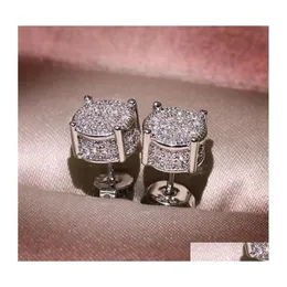 Stud Choucong Hip Hop Earring Vintage Jewelry 925 Sterling Sier Yellow Gold Fill Pave White Sapphire Cz Diamond Sparkling Women Me249e