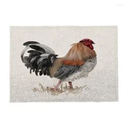 Table Mats Farm Animals Rooster Print Pattern Placemat Geometric Dining Mat Kitchen Decorations Tools And Accessories Pad