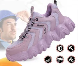 Arbetsneakers Skyddskor Lätt säkerhetsskor Punkteringssäker anti-Smash Steel Toe Shoes Arbetsstövlar