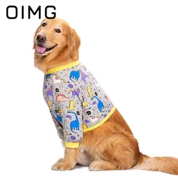 Vests OIMG Cartoon Print Dogs Clothes Golden Retriever Labrador Summer Thin Large Dogs Elbow Joint Suit Casual Breathable Pet Tshirt