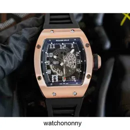 Projektant Ri Mliles Watchs Watch Men Mechanical Watch Richa Milles RM010 W pełni automatyczny ruch Sapphire Mirror Guma opaska na nadgarstek Szwajcarski Watchesnphx