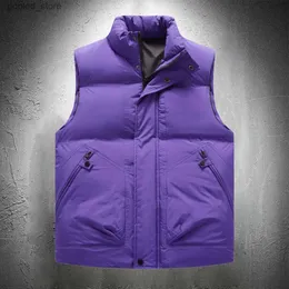 Heren Vesten Paars Vest Jas Heren Effen Kleur Herfst Winter Katoenen Gewatteerde Jassen Mouwloos Heren Dikker Warme Vesten Jassen Herenkleding Q231129