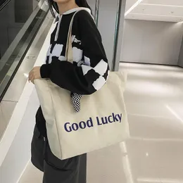 Akşam çantaları Koreli tuval kadın omuz çantası fermuar kız öğrenci tote alışveriş büyük moda pamuklu kumaş kız gündelik kadın çanta