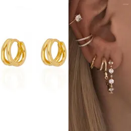 Hoop Earrings Fashion Round Circle Gold Plated Metal Simple Hoops For Women Jewelry Aretes De Mujer Modernos 2023