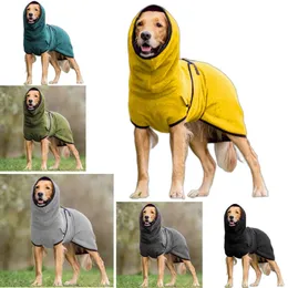 Dog Apparel Pet Clothes Dog Towelling Drying Super Absorbent Robe Soft Quick Drying Polyester Sleepwear Coat Warm Apparel Outdoors Walk 231129