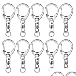 Keychains Lanyards 100Pcs Key Ring Chain D-Snap Hook Split Keychain Parts Hardware With 8Mm Open Jump And Connector Drop Delivery Fash Dhdhl