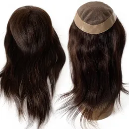 16 Inches Indian Virgin Human Hair Replacement Dark Brown Color 2# 130% Density 7x9 Mono Topper for Black Woman