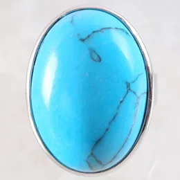 Anelli a grappolo Anello in pietra naturale ovale con perlina blu Howlite dito regolabile per donna uomo gioielli regalo CAB Cabochon Z143