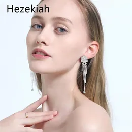 Hezekiah S925 Tremella aguja borlas pendientes rosas moda de lujo temperamento de gama alta pendientes de mujer centelleantes celebridades shi311m