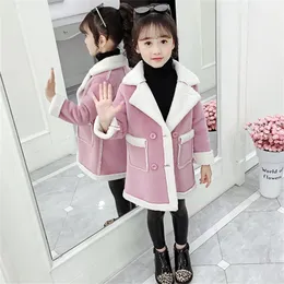 Piumino per bambini in misto lana Cappotti per ragazze Inverno Adolescente Abbigliamento da neve Pelliccia Capispalla Giacche Cappotto caldo spesso 6 7 8 9 10 11 12 14 Anni 231129