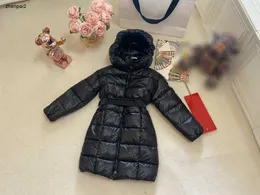 Luxury baby jackets long down child coat high quality kids designer clothes Size 100-170 winter Pure Black girls Outwear Nov25
