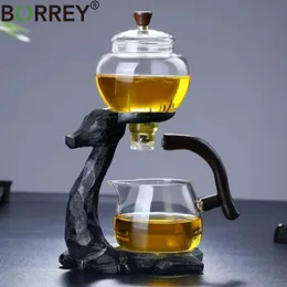 TeAware Borrey Dropshipping Çay Seti Elk Şekli Otomatik Çay Seti Pu'er Oolong Çaydan Çam Yağı ve Bardak Seti Heatressistant Cam Çemeri Taban