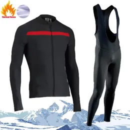 Cycling Jersey Sets 2024 Winter Thermal Fleece Set Long Sleeve Ropa Ciclismo Hombre Bicycle Clothing maillot 231128