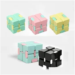 Dekompression Toy Infinity Cube Candy Color Fidget Puzzle Anti Decompression Toy Finger Hand Spinners Fun Toys for ADT Kids ADHD Relie DHSXA