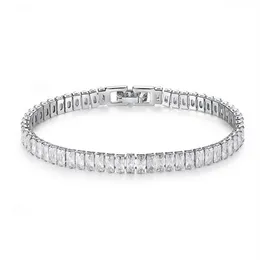 Prachtige nieuwe collectie unieke luxe sieraden 18K witgoud vulling volledige prinses geslepen witte topaas CZ diamanten edelstenen damesarmband G178o