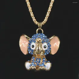 Pendant Necklaces Mother's Day Gift Necklace Women Elephant Bead Sweater Rhinestone Long Chain Jewelry