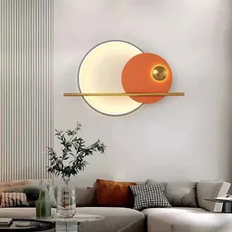 Lâmpada de parede laranja verde ouro metal luzes led salão restaurante cabeceira anel moderno minimalista interior arte deco gota