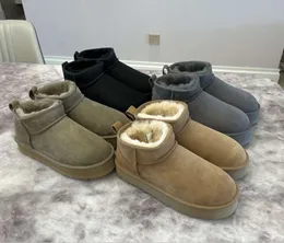 Austrália Botas Australianas Clássico Quente Mulheres Mini Meia Neve Inverno Pele Cheia Fofa Peluda Cetim Sandálias De Tornozelo Pele No Couro UGGsity 777