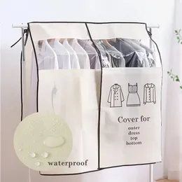 Dust Cover Clothes Hanging Visible Dress Suit Coat Storage Bag Large Capacity Wardrobe Organizer Household Tool 231128