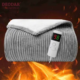 بطانية كهربائية Deodar Flannel Dhated Throw Blant 110V-130V Fast Heat بطانية كهربائية 10 مستويات تسخين جهاز تحكم آلة تحكم قابلة للغسل Q231130