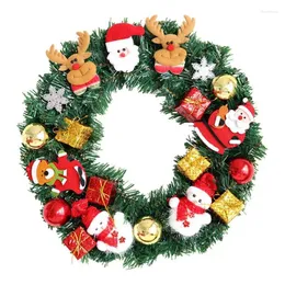 Decorative Flowers 40cm Christmas Wreath Santa Claus Garland Snowman For Wall Window Porch Cartoon Hanger Front Door