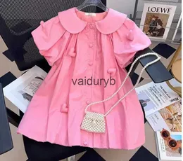 Vestidos da menina varejo 2023 verão bebê meninas adolescente amor padrão vestido rosa princesa doce roupasvaiduryb