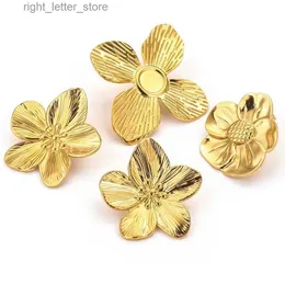 Kwiat stalowy stal nierdzewnych duże koreańskie słodkie kolczyki dla kobiet złote kolczyki kolorowe moda indywidualna stylowa modna biżuteria yq231128