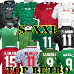 1998 Retro Edition Mexico Soccer Jersey Long Sleeve Vintage 2006 1995 1986 1994 Koszulka Pucharu Świata Blanco Hernandez Classic Football Mundurs