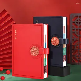 Agenda 2024 planejador organizador diário sketchbook calendário diário caderno e diário a5 bloco de notas escola chinesa livro de notas