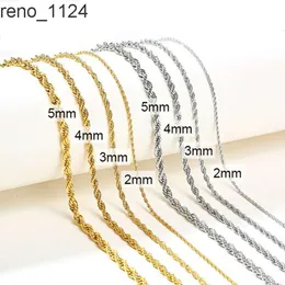 Catene di corda in acciaio inossidabile oro argento con catena a maglie intrecciate da 2-5 mm di fabbrica per la creazione di gioielli