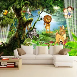 Tapeta 3D Sypialnia fantasy Fashe Esthetic Cartoon Animal Animal Pokój dla dzieci Tło Tapeta Tapety Dekorowanie domu Malowanie M246A