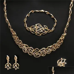 Örhängen halsband halsband örhängen set marockansk arabisk bröllop brud smycken kvinna kvalitet dubai 18k guld pläterade anpassade smycken dhkpx