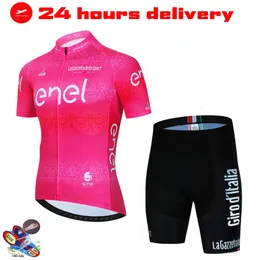 Cykeltröja sätter Pink Girode Italia Tour de Italy Cycling Jersey Set Summer Bike Clothing Mtb Road Ropa Ciclismo Bicycle Maillot Bib Shorts 231128