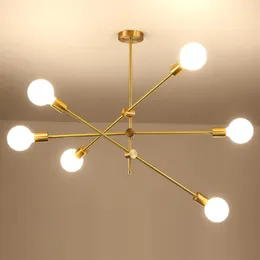 Ljuskronor modern ljuskrona nordiska taklampor Monteringslampa borstat antik guld hem dekoration belysning fixtur