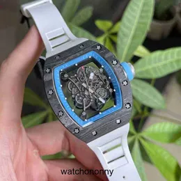 Designer Ri mliles relógios de luxo relógios relógio de pulso richa milles relógio mecânico automático masculino fibra de carbono fita oca tipo barril de vinho luminoso pessoal JXU5