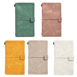 Notepads OOTDTY A6 Travel Journal PU Leather Portable Notepad Vintage Embossed Craft Notebook 231128