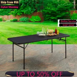 Camp Furniture 6 Foot Bi-Fold Plastic Folding Table Black